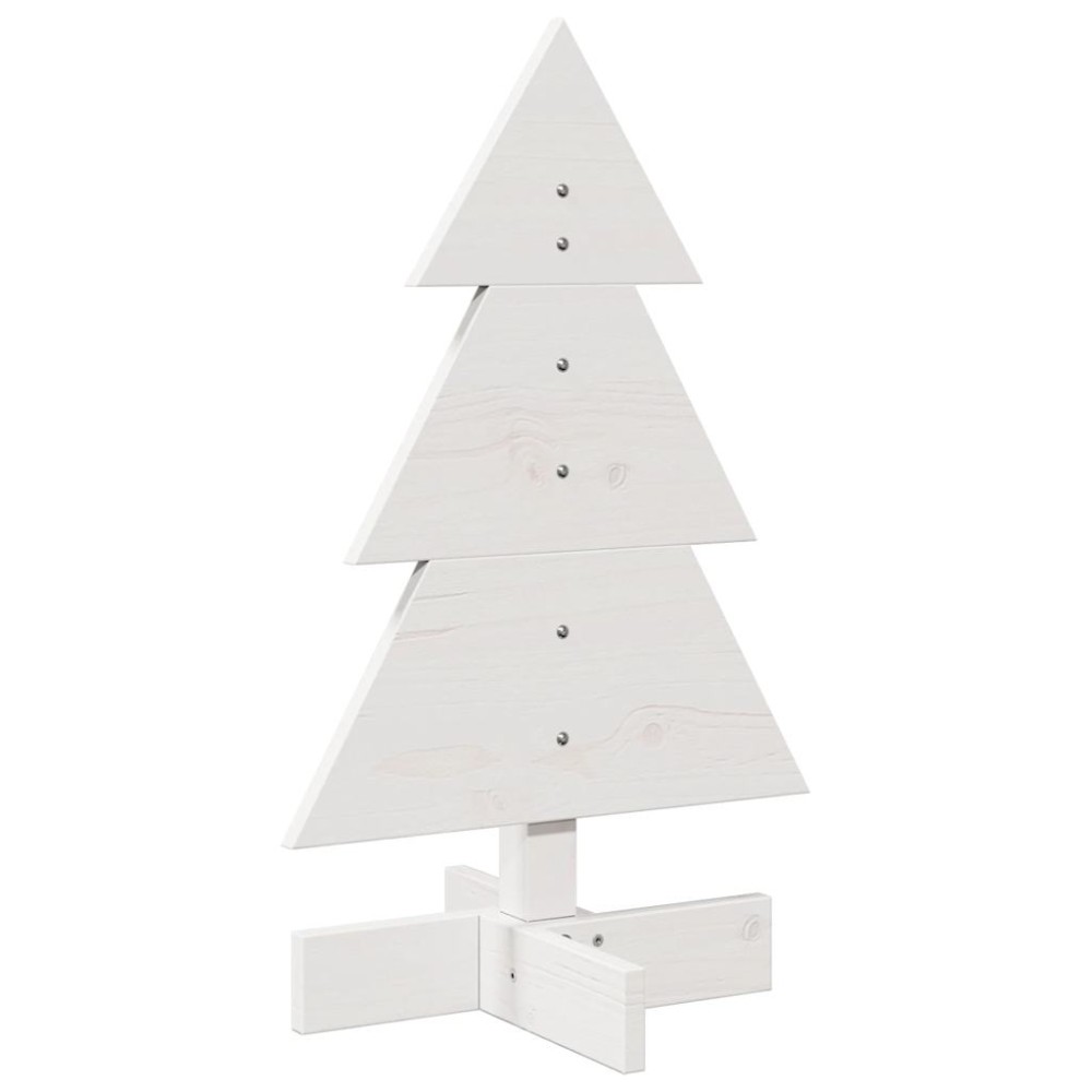 vidaXL Brad de Crăciun decorativ, alb, 60 cm, lemn de pin masiv