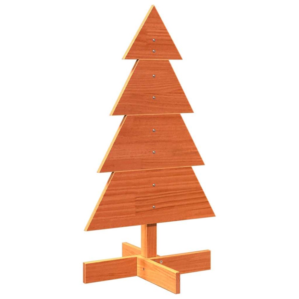 vidaXL Brad de Crăciun decorativ, maro ceruit, 80 cm, lemn pin masiv