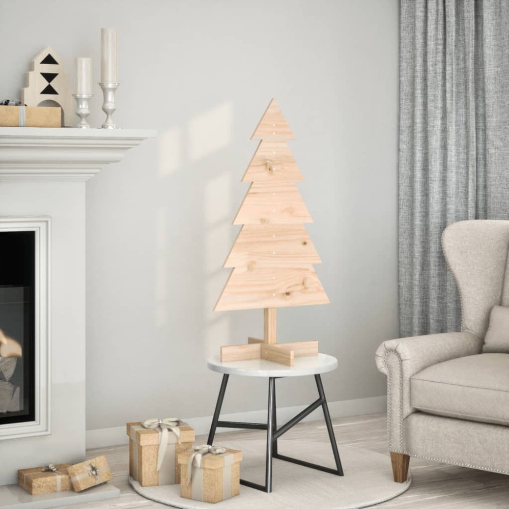 vidaXL Brad de Crăciun din lemn decorativ, 100 cm, lemn de pin masiv