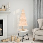 vidaXL Brad de Crăciun din lemn decorativ, 100 cm, lemn de pin masiv vidaXL Brad de Crăciun din lemn decorativ, 100 cm, lemn de pin masiv