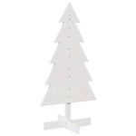 vidaXL Brad de Crăciun decorativ, alb, 100 cm, lemn de pin masiv vidaXL Brad de Crăciun decorativ, alb, 100 cm, lemn de pin masiv