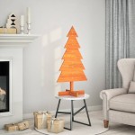 vidaXL Brad de Crăciun decorativ, maro ceruit, 100 cm, lemn pin masiv vidaXL Brad de Crăciun decorativ, maro ceruit, 100 cm, lemn pin masiv