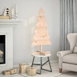 vidaXL Brad de Crăciun din lemn decorativ, 120 cm, lemn de pin masiv vidaXL Brad de Crăciun din lemn decorativ, 120 cm, lemn de pin masiv