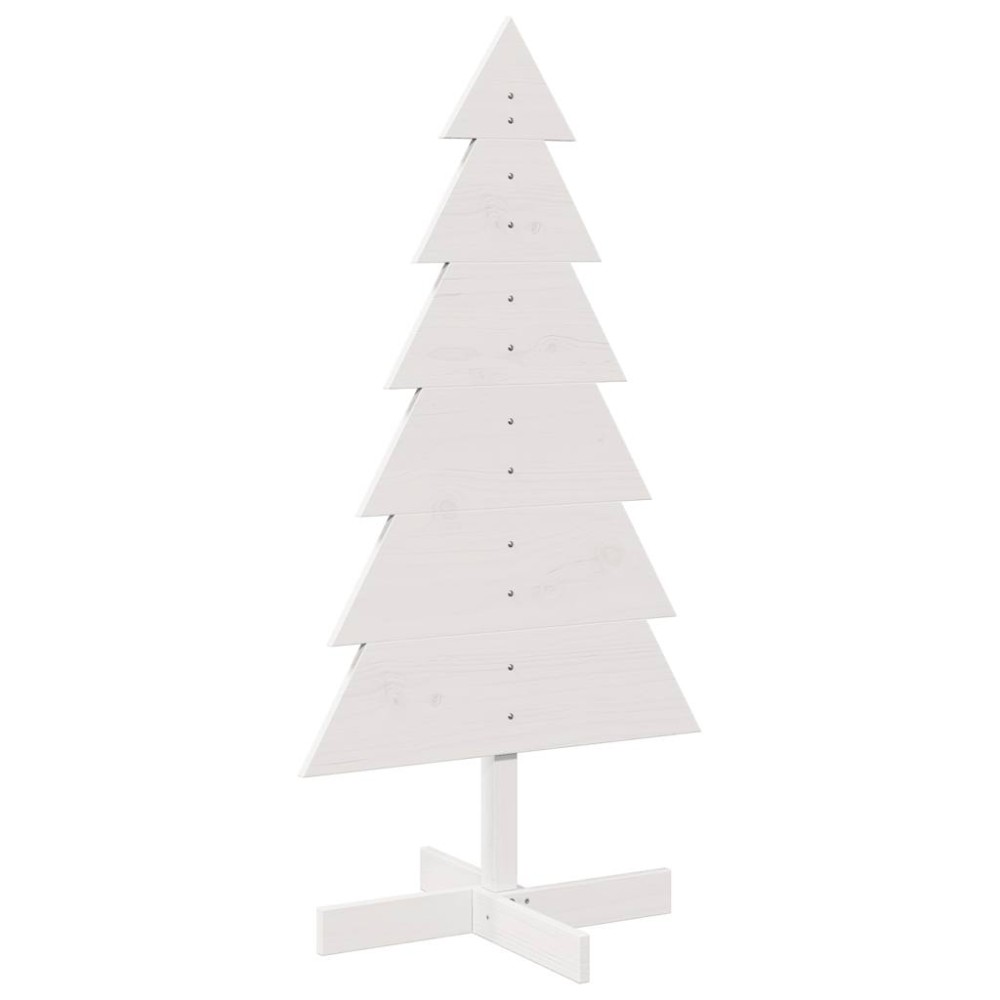 vidaXL Brad de Crăciun decorativ, alb, 120 cm, lemn de pin masiv