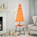 vidaXL Brad de Crăciun decorativ, maro ceruit, 120 cm, lemn pin masiv vidaXL Brad de Crăciun decorativ, maro ceruit, 120 cm, lemn pin masiv
