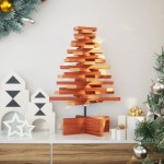 vidaXL Brad de Crăciun decorativ, maro ceruit, 60 cm, lemn pin masiv vidaXL Brad de Crăciun decorativ, maro ceruit, 60 cm, lemn pin masiv