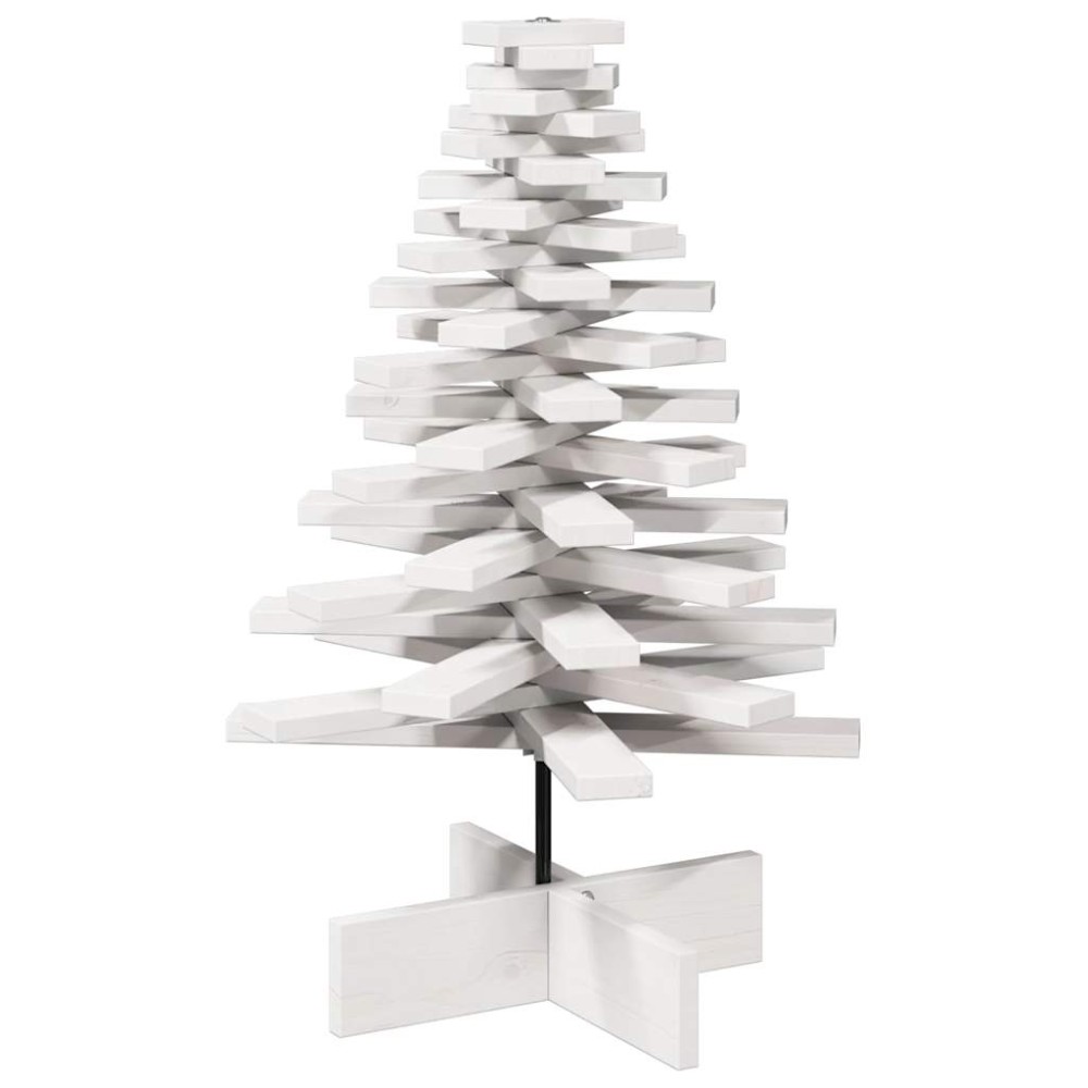 vidaXL Brad de Crăciun decorativ, alb, 80 cm, lemn de pin masiv