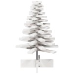 vidaXL Brad de Crăciun decorativ, alb, 80 cm, lemn de pin masiv