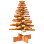 vidaXL Brad de Crăciun decorativ, maro ceruit, 80 cm, lemn pin masiv vidaXL Brad de Crăciun decorativ, maro ceruit, 80 cm, lemn pin masiv