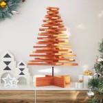 vidaXL Brad de Crăciun decorativ, maro ceruit, 80 cm, lemn pin masiv vidaXL Brad de Crăciun decorativ, maro ceruit, 80 cm, lemn pin masiv