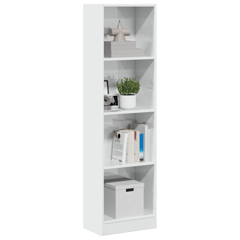 vidaXL Bibliotecă, alb extralucios, 40x24x143 cm, lemn prelucrat