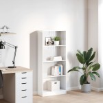 vidaXL Bibliotecă, alb extralucios, 60x24x143 cm, lemn prelucrat vidaXL Bibliotecă, alb extralucios, 60x24x143 cm, lemn prelucrat