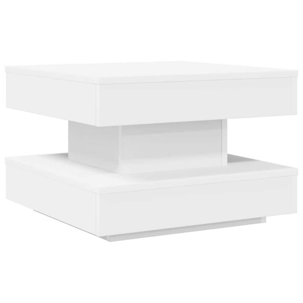 vidaXL Măsuță cafea rotativă 360 grade, alb 50x50x34,5 cm