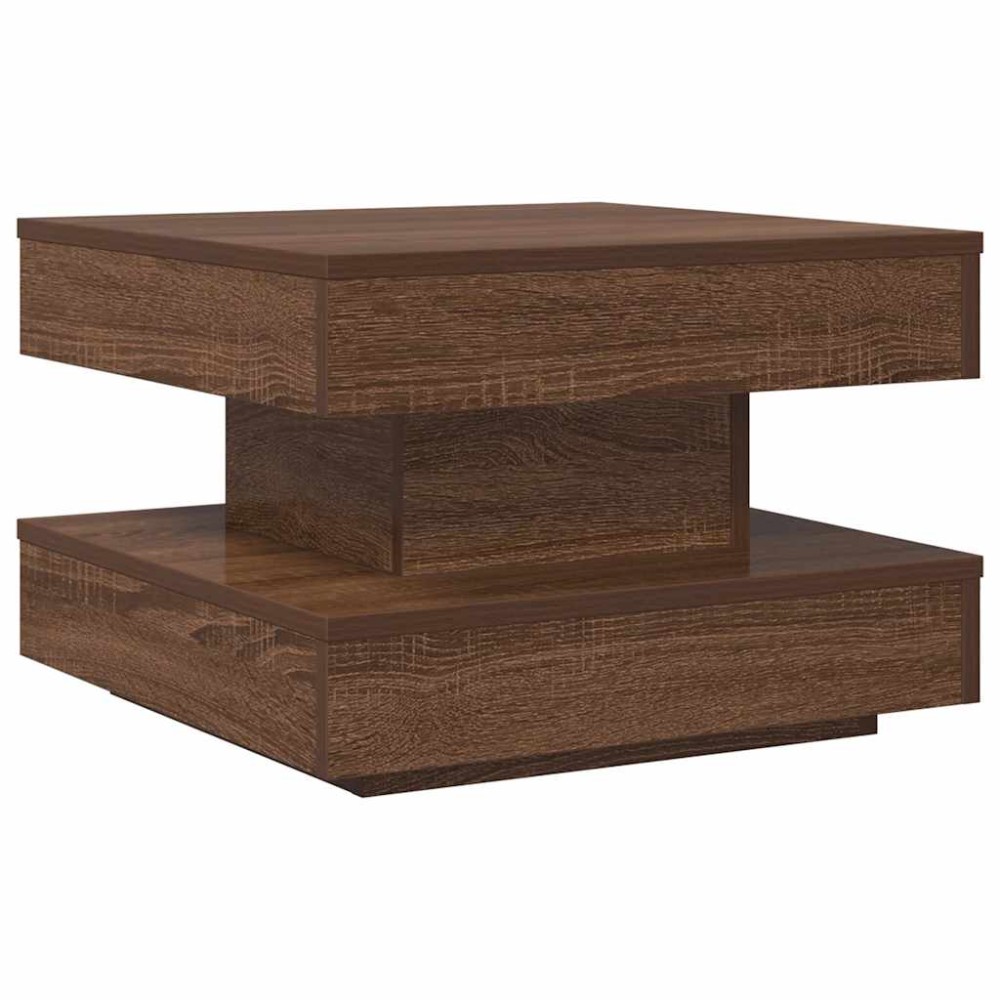 vidaXL Măsuță cafea rotativă 360 grade, stejar maro 50x50x34,5 cm