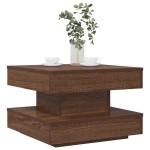 vidaXL Măsuță cafea rotativă 360 grade, stejar maro 50x50x34,5 cm vidaXL Măsuță cafea rotativă 360 grade, stejar maro 50x50x34,5 cm