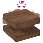 vidaXL Măsuță cafea rotativă 360 grade, stejar maro 50x50x34,5 cm vidaXL Măsuță cafea rotativă 360 grade, stejar maro 50x50x34,5 cm