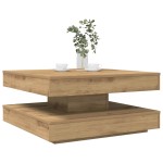 vidaXL Măsuță cafea rotativă 360 grade, stejar artizanal 70x70x34,5 cm