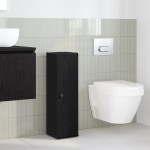 vidaXL Dulap de baie cu suport role, negru, 20,5x22x72 cm vidaXL Dulap de baie cu suport role, negru, 20,5x22x72 cm