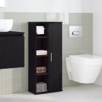 vidaXL Dulap de baie cu suport role, negru, 39x22x90 cm