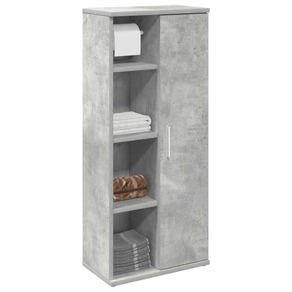 vidaXL Dulap de baie cu suport role, gri beton, 39x22x90 cm