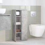 vidaXL Dulap de baie cu suport role, gri beton, 39x22x90 cm