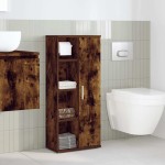 vidaXL Dulap de baie cu suport role, stejar fumuriu, 39x22x90 cm vidaXL Dulap de baie cu suport role, stejar fumuriu, 39x22x90 cm