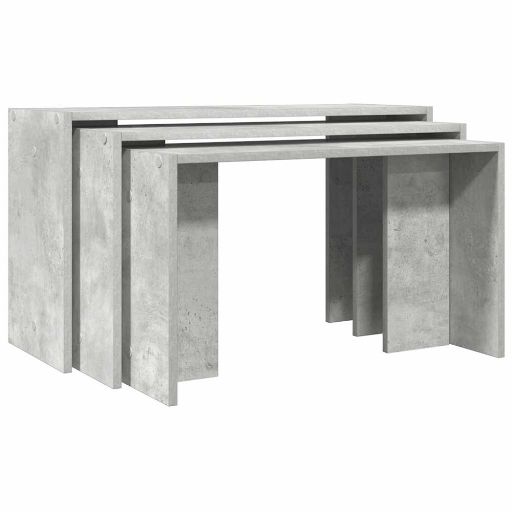 vidaXL Mese suprapuse, 3 buc., gri beton, lemn prelucrat