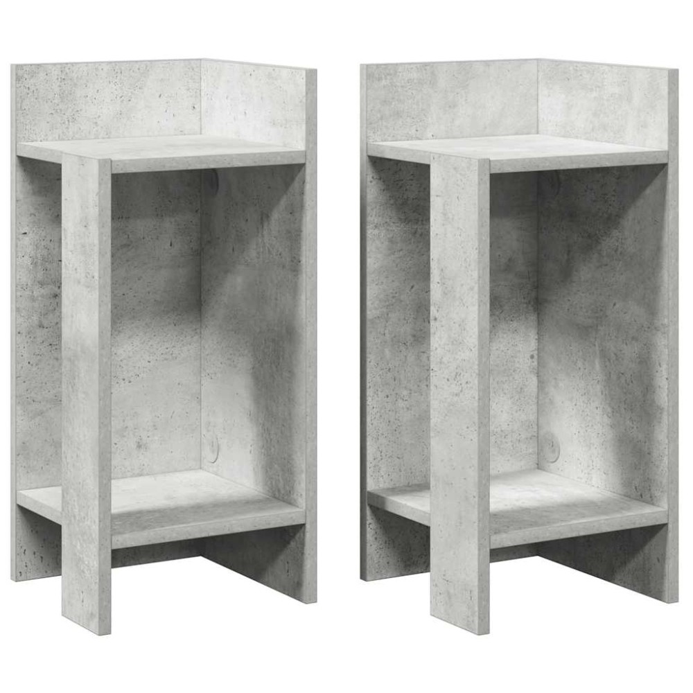 vidaXL Mese laterale 2 buc cu raft beton gri 25,5x27x60 cm