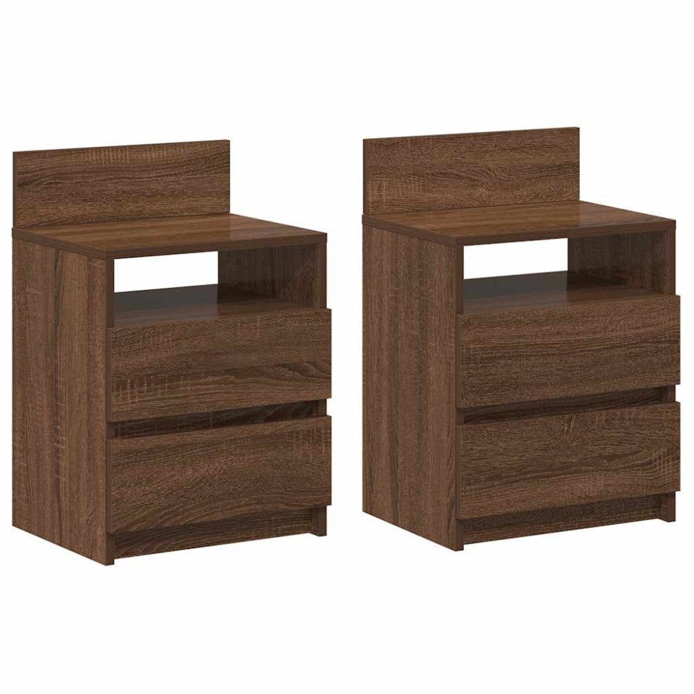 vidaXL Noptiere 2 buc cu 2 sertare Stejar maro 40x33x60 cm
