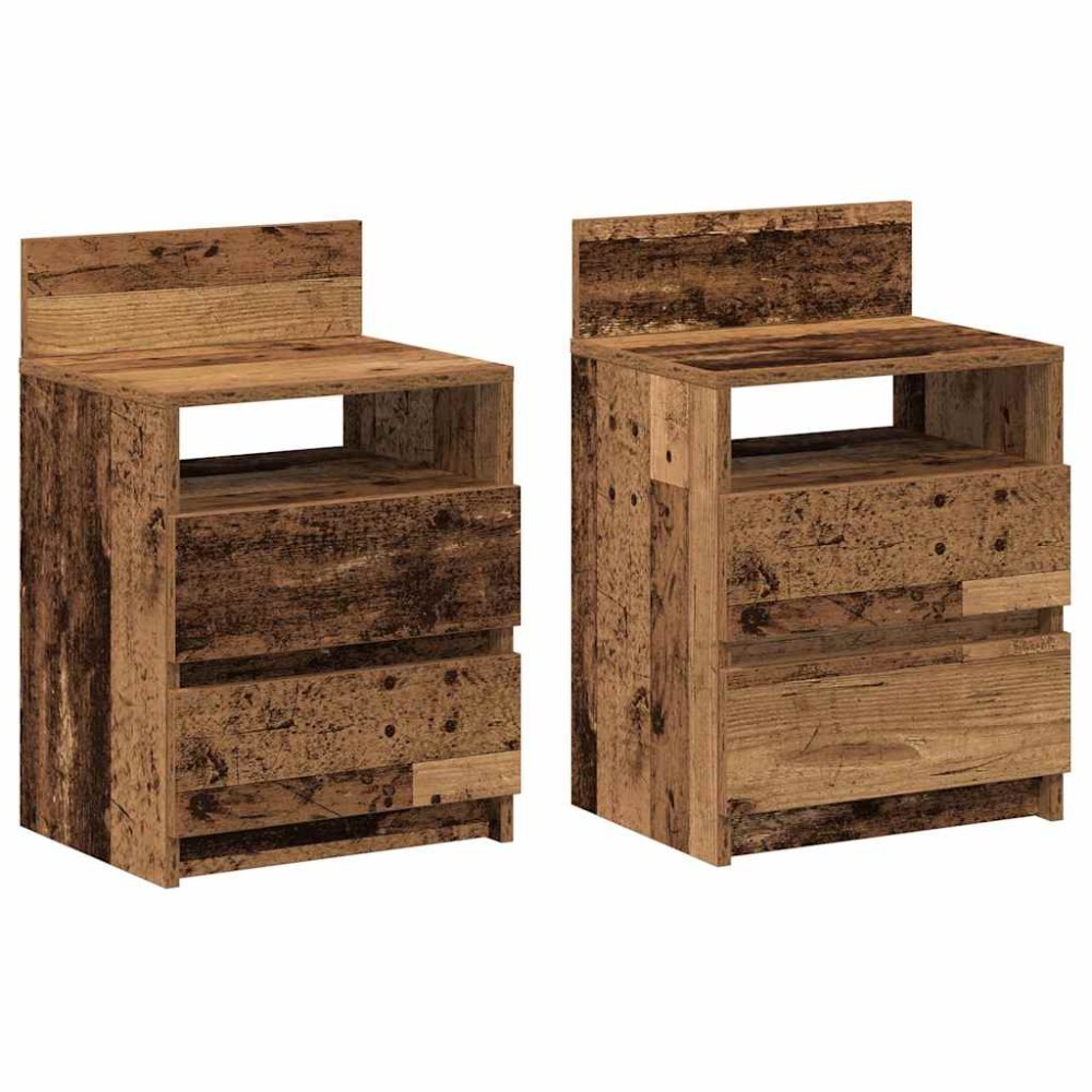 vidaXL Noptiere 2 buc cu 2 sertare Lemn vechi 40x33x60 cm
