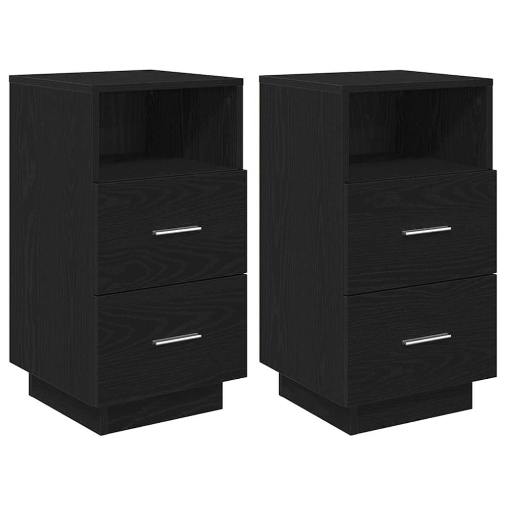 vidaXL Noptiere 2 buc cu 2 sertare Negru 36x36x68 cm