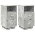vidaXL Noptiere 2 buc cu 2 sertare Gri beton 36x36x68 cm