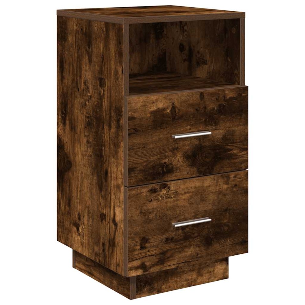 vidaXL Noptiera cu 2 sertare stejar afumat 36x36x68 cm