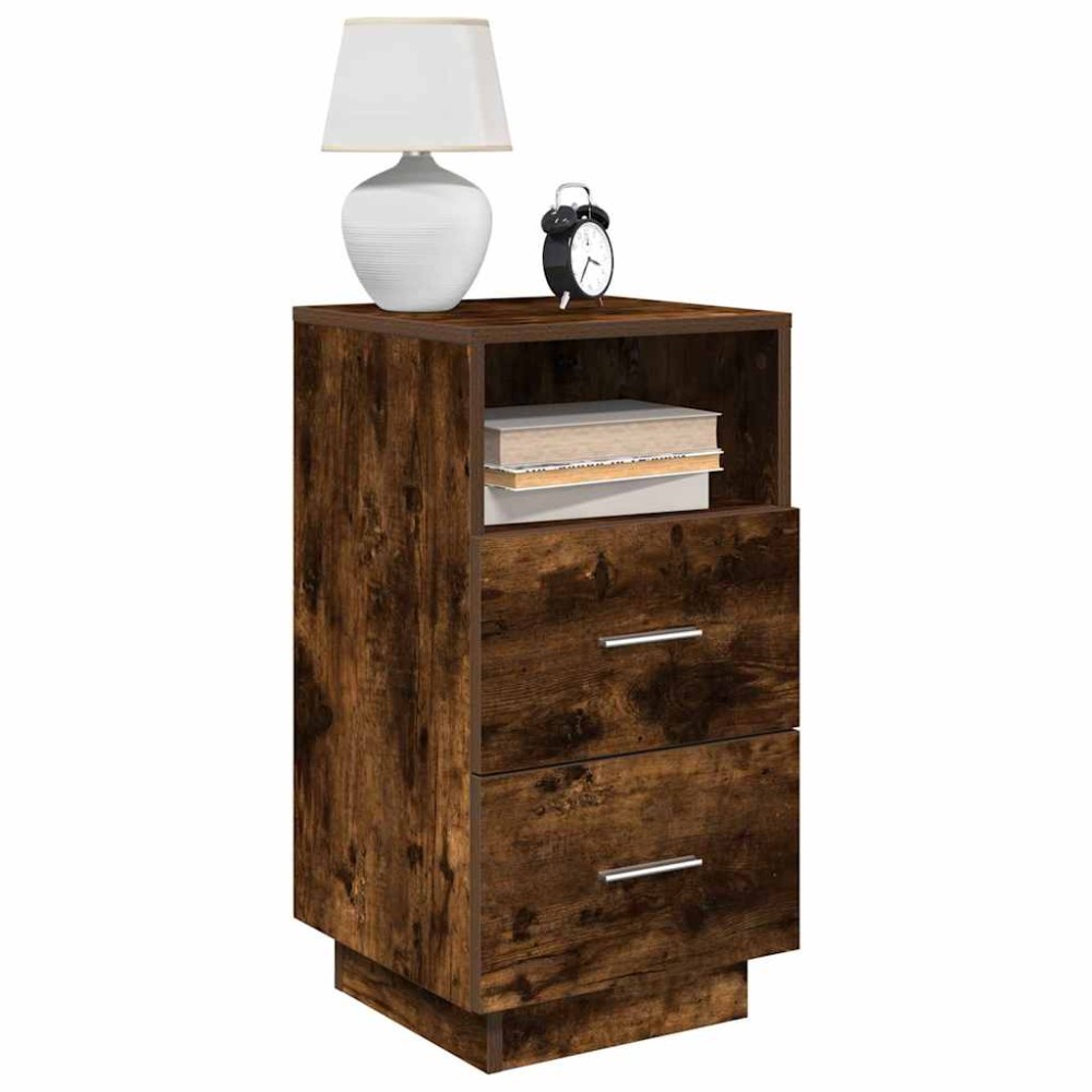 vidaXL Noptiera cu 2 sertare stejar afumat 36x36x68 cm