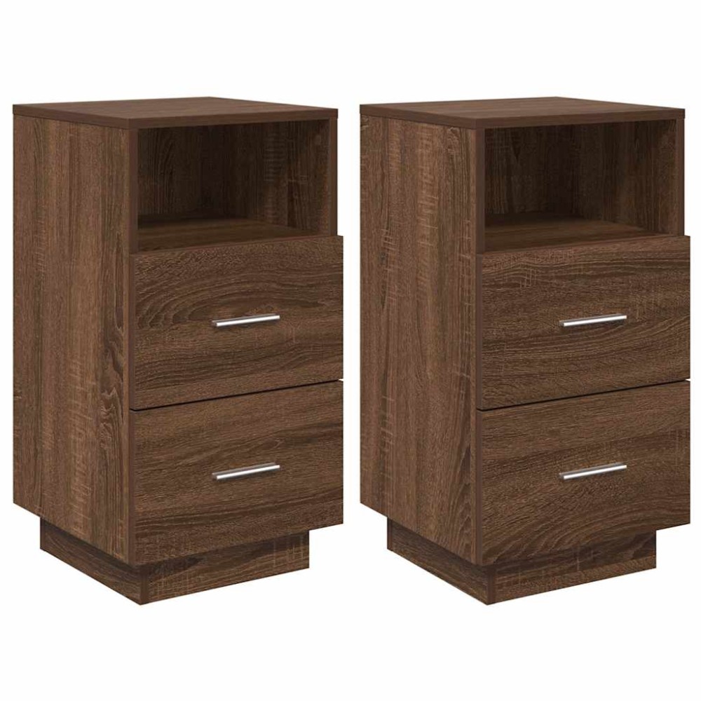 vidaXL Noptiere 2 buc cu 2 sertare Stejar maro 36x36x68 cm