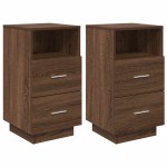 vidaXL Noptiere 2 buc cu 2 sertare Stejar maro 36x36x68 cm