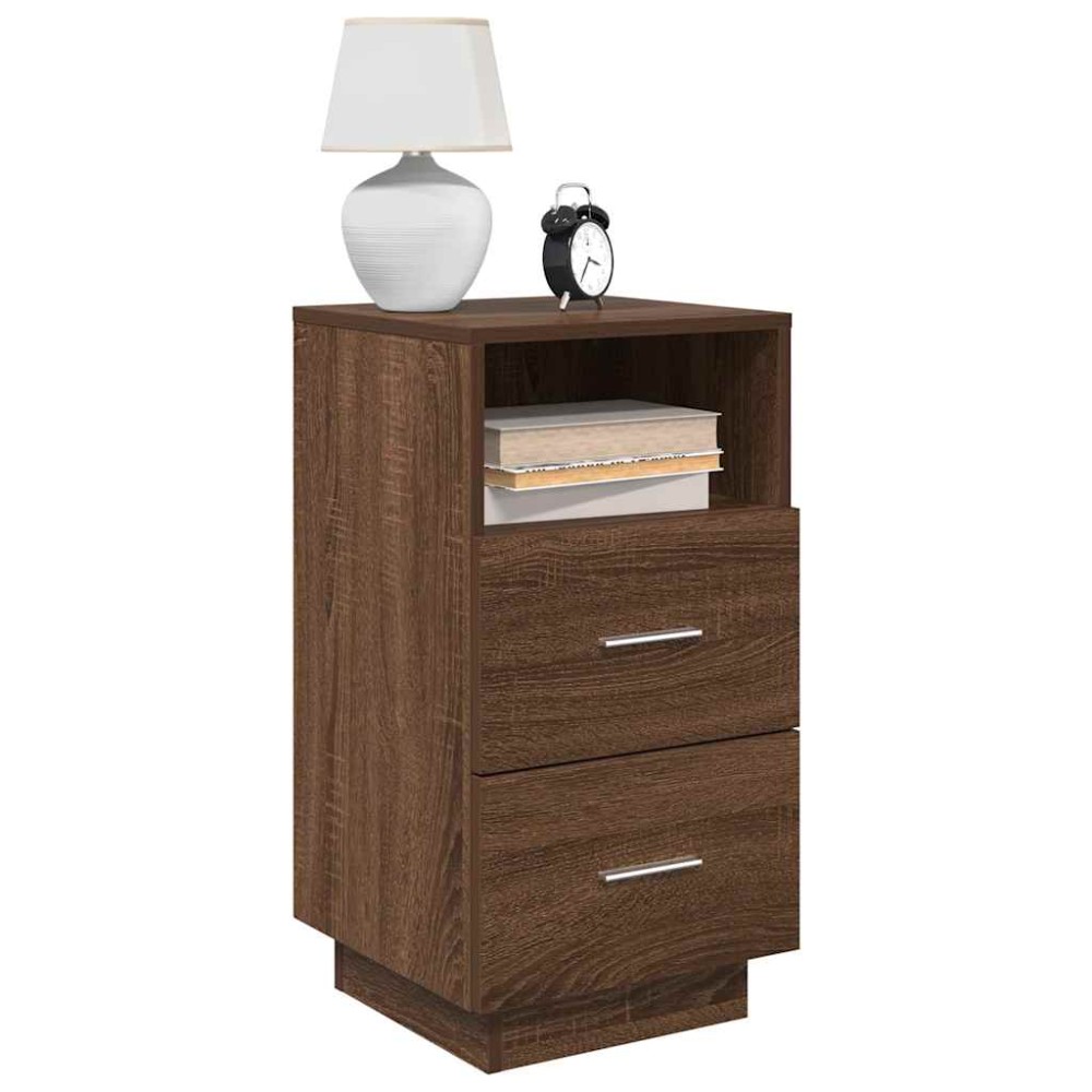 vidaXL Noptiere 2 buc cu 2 sertare Stejar maro 36x36x68 cm