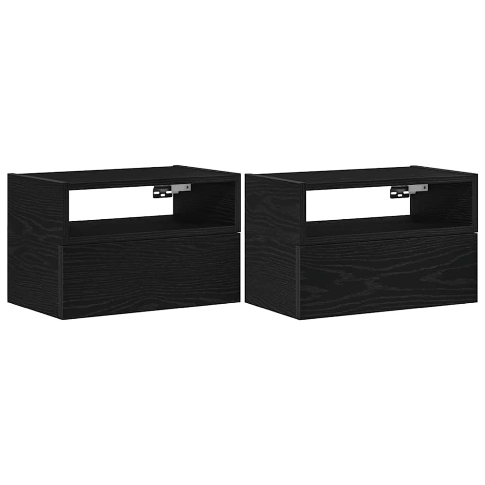 vidaXL Noptiere de perete, 2 buc., negru, 45x26x28,5 cm