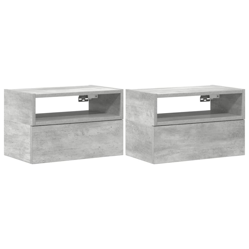 vidaXL Noptiere de perete, 2 buc., gri beton, 45x26x28,5 cm