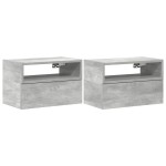 vidaXL Noptiere de perete, 2 buc., gri beton, 45x26x28,5 cm