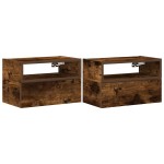 vidaXL Noptiere de perete, 2 buc., stejar fumuriu, 45x26x28,5 cm