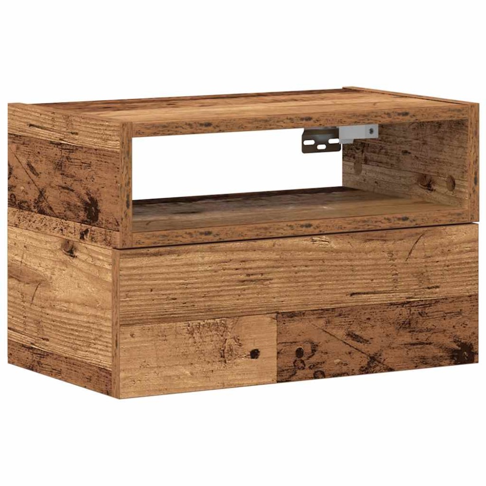 vidaXL Noptieră de perete, Lemn vechi, 45x26x28,5 cm