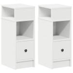 vidaXL Noptiere, 2 buc., cu sertar, alb, 25x31x66 cm vidaXL Noptiere, 2 buc., cu sertar, alb, 25x31x66 cm