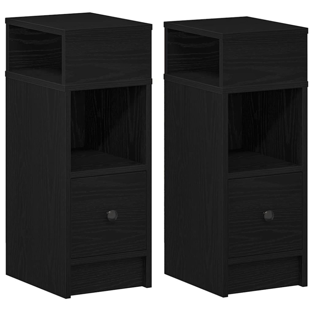vidaXL Noptiere, 2 buc., cu sertar, negru, 25x31x66 cm