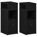 vidaXL Noptiere, 2 buc., cu sertar, negru, 25x31x66 cm vidaXL Noptiere, 2 buc., cu sertar, negru, 25x31x66 cm