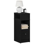 vidaXL Noptiere, 2 buc., cu sertar, negru, 25x31x66 cm vidaXL Noptiere, 2 buc., cu sertar, negru, 25x31x66 cm