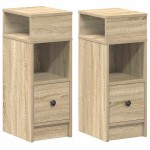 vidaXL Noptiere, 2 buc., cu sertar, Stejar Sonoma, 25x31x66 cm vidaXL Noptiere, 2 buc., cu sertar, Stejar Sonoma, 25x31x66 cm