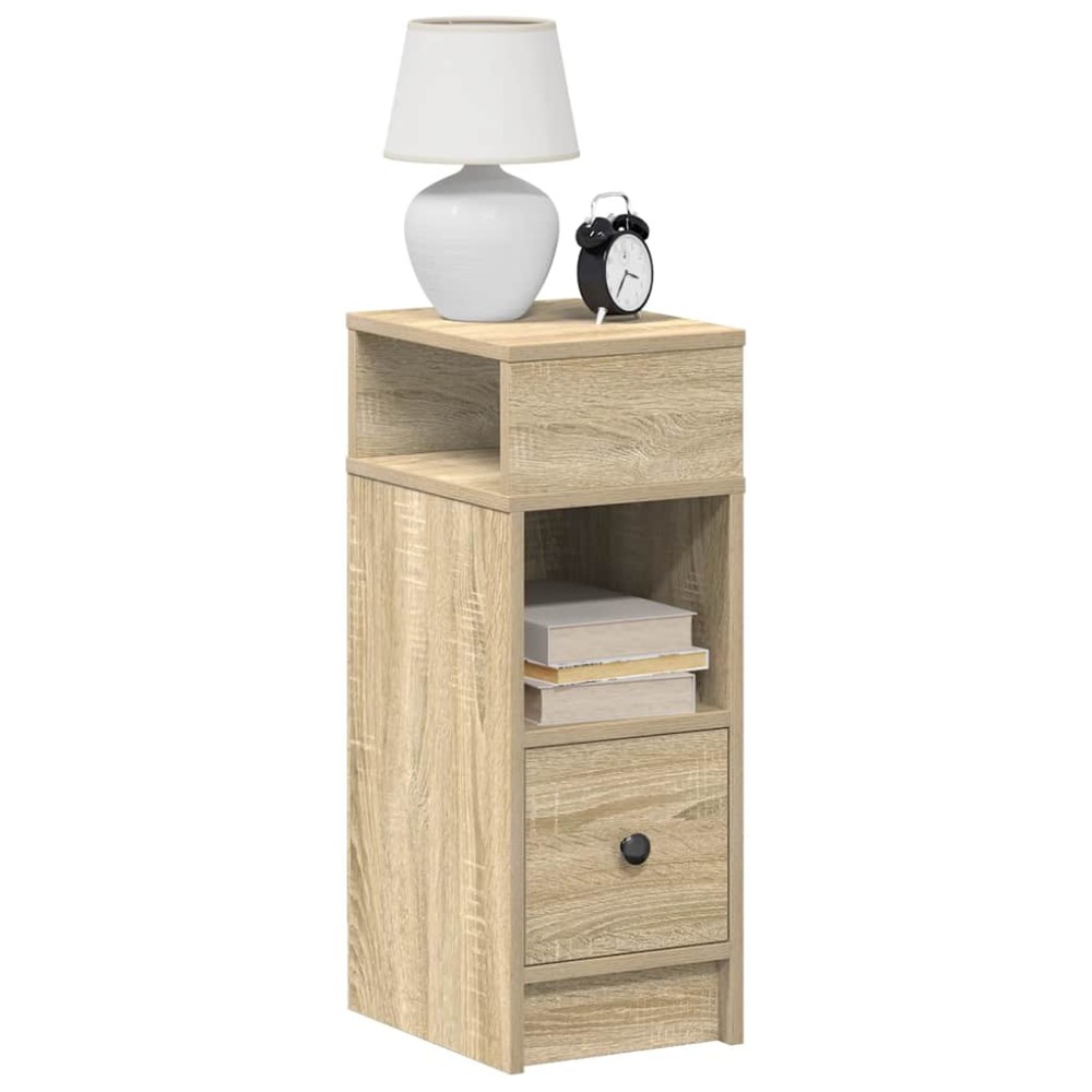 vidaXL Noptiere, 2 buc., cu sertar, Stejar Sonoma, 25x31x66 cm