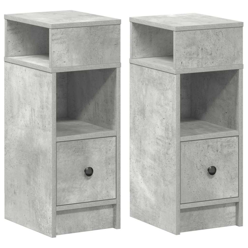 vidaXL Noptiere, 2 buc., cu sertar, Gri beton, 25x31x66 cm