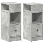 vidaXL Noptiere, 2 buc., cu sertar, Gri beton, 25x31x66 cm vidaXL Noptiere, 2 buc., cu sertar, Gri beton, 25x31x66 cm